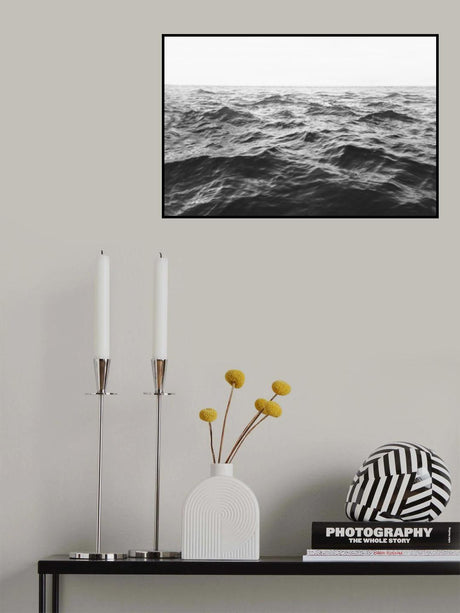 Wavy Horizon BW Poster och Canvastavla