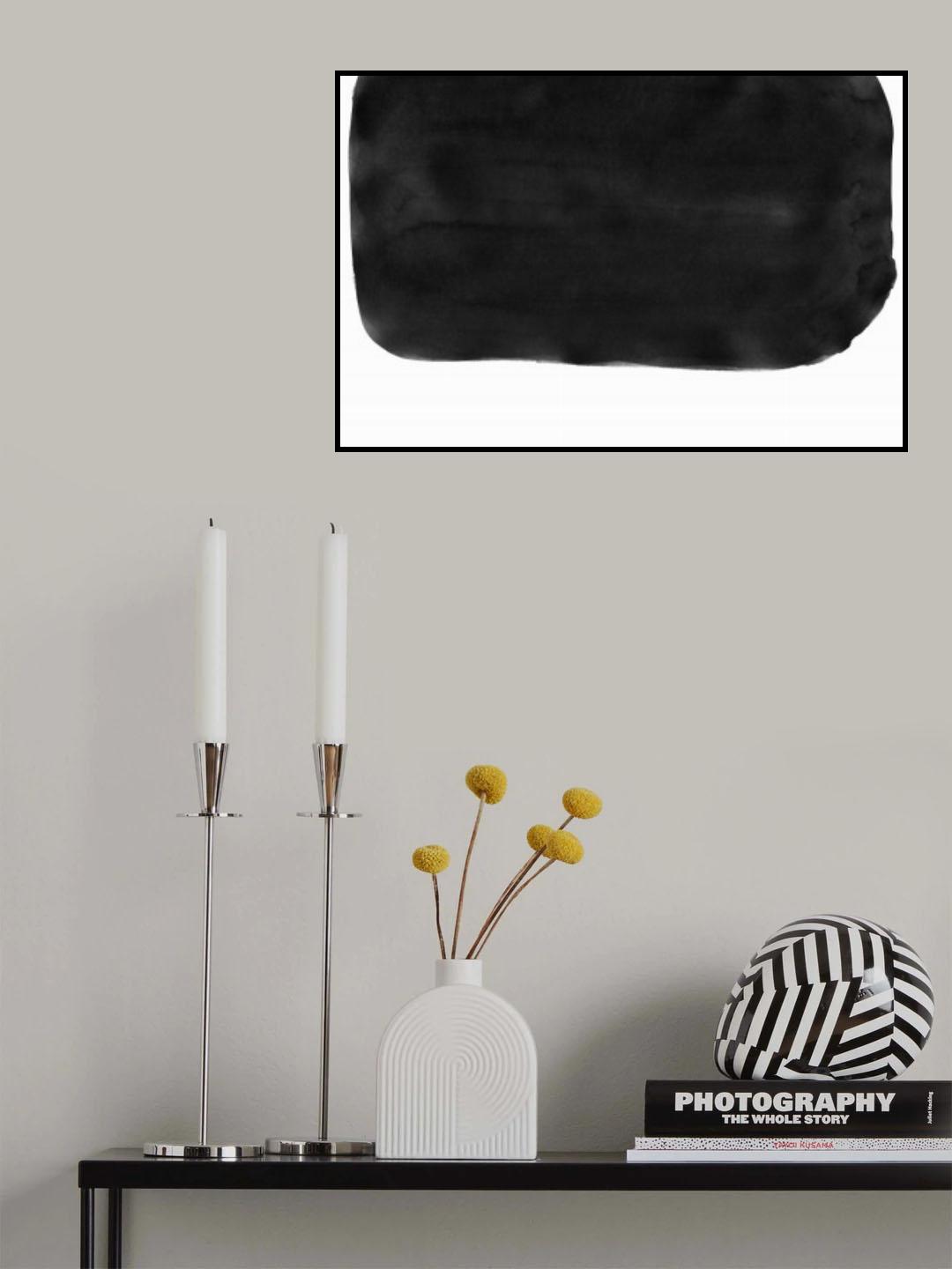 Minimal Black and White Abstract 05 Brushstroke Poster och Canvastavla