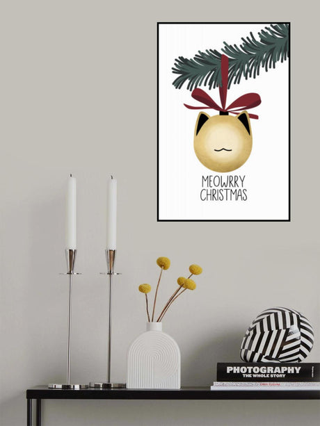 Meowrry Christmas bauble (gold, white) Poster och Canvastavla