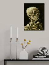 Head of a skeleton with a burning cigarette Poster och Canvastavla