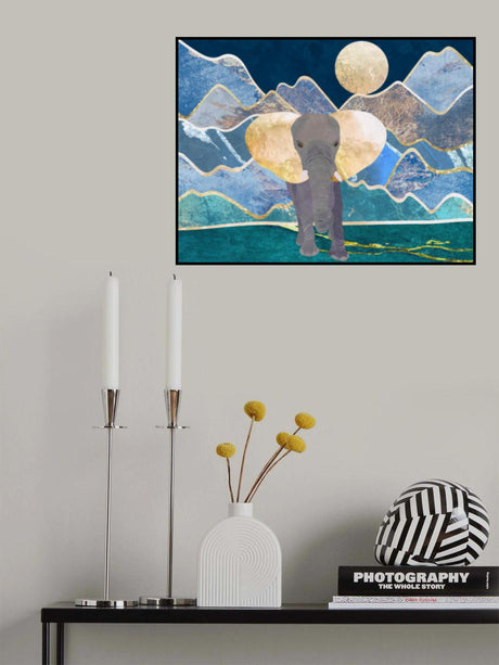 Magestic elephant mountains landscape wall mural Poster och Canvastavla