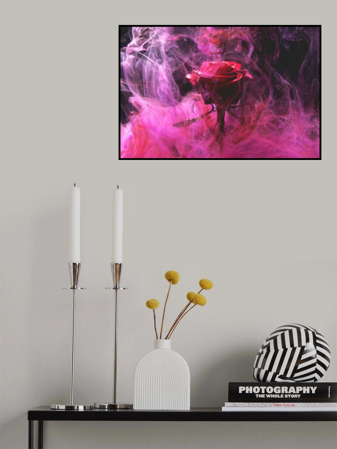 red rose and ink in water Poster och Canvastavla