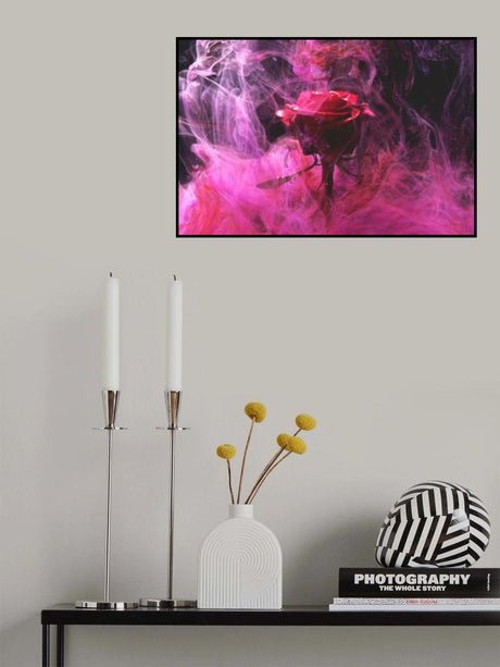 red rose and ink in water Poster och Canvastavla