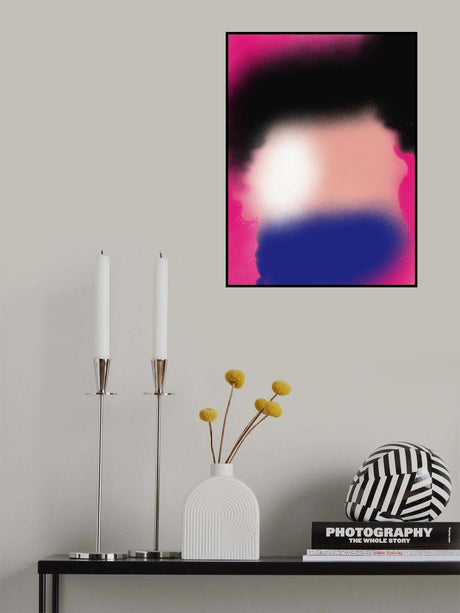Black White and Blue Abstract Liquify Poster och Canvastavla