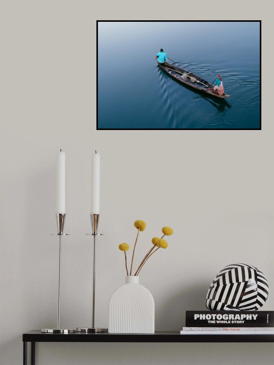 Men Rowing A Boat Poster och Canvastavla