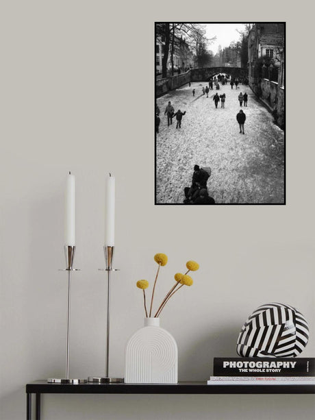 Walking on ice in Bruges Poster och Canvastavla