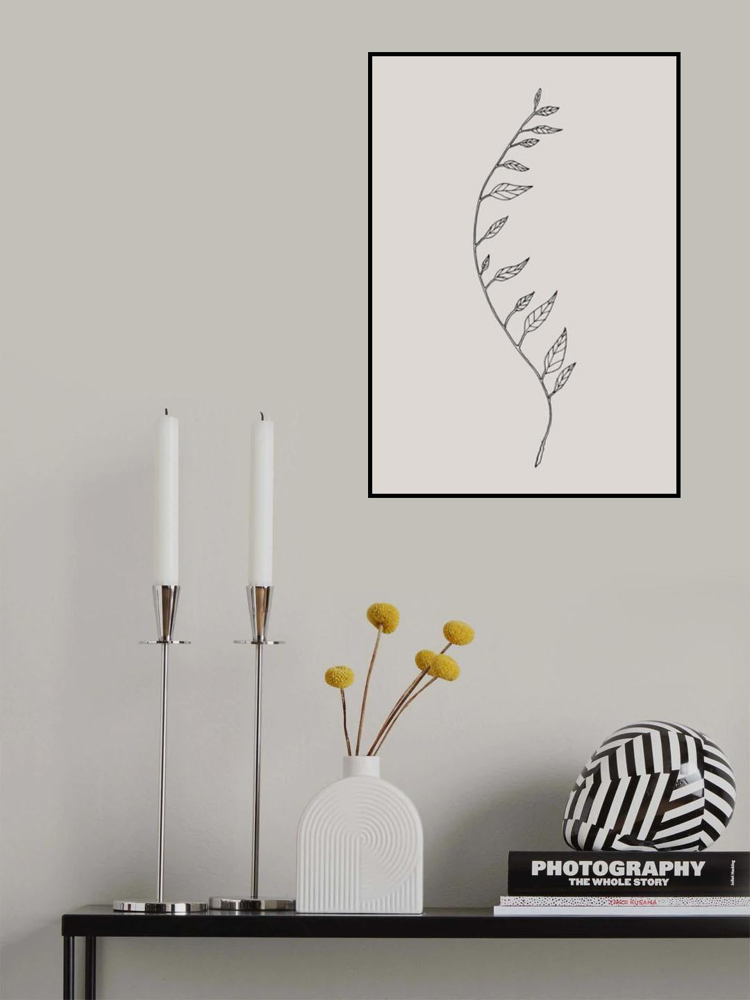 Wavy Branch Black Poster och Canvastavla
