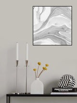 Ink Marbling Black and White 06 Poster och Canvastavla
