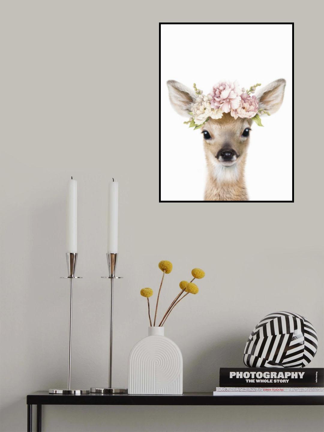 Floral Baby Deer Poster och Canvastavla