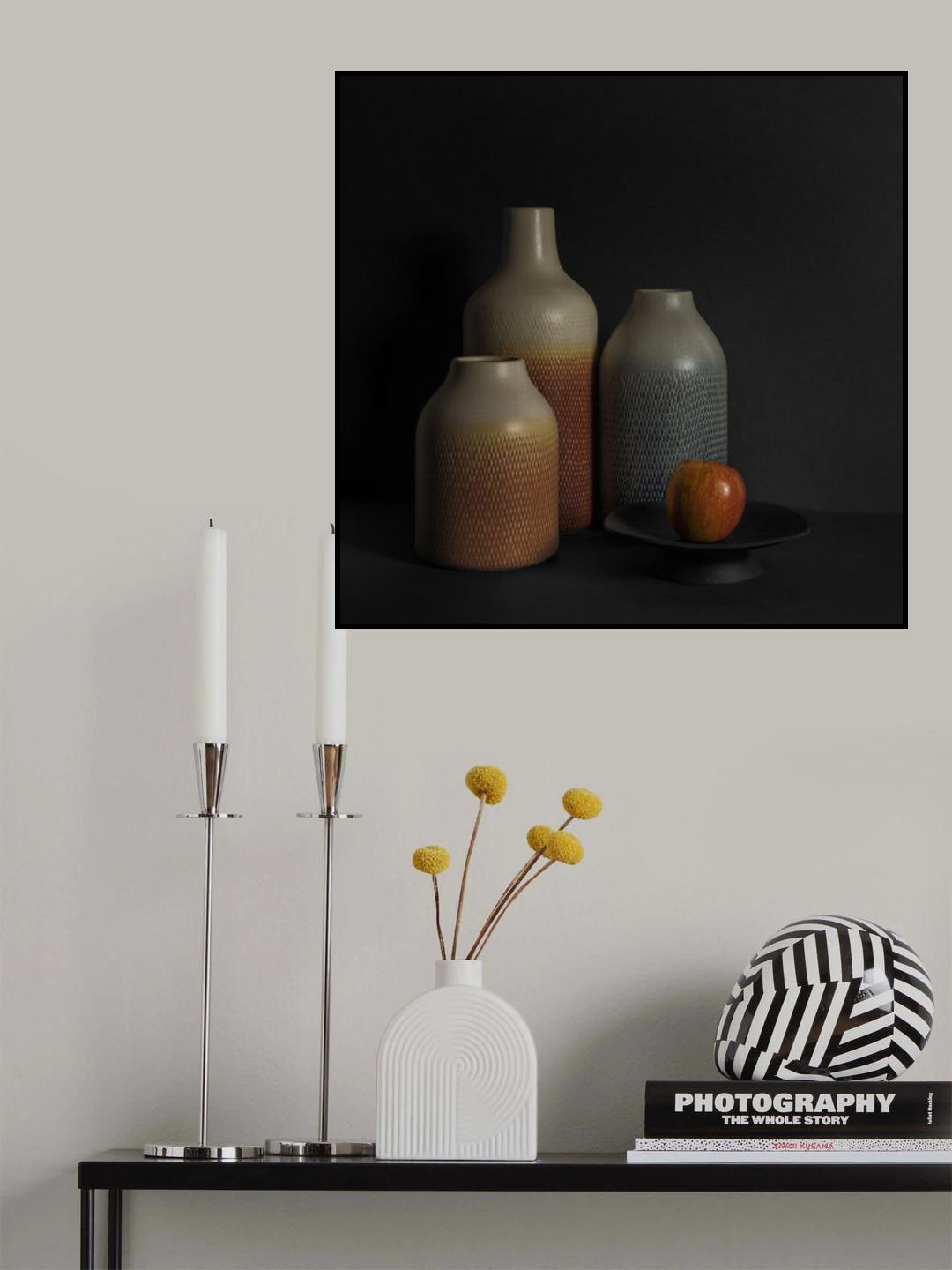 Bottles and an apple Poster och Canvastavla