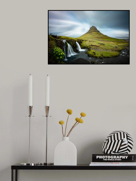 Water Fall and Mountain Poster och Canvastavla