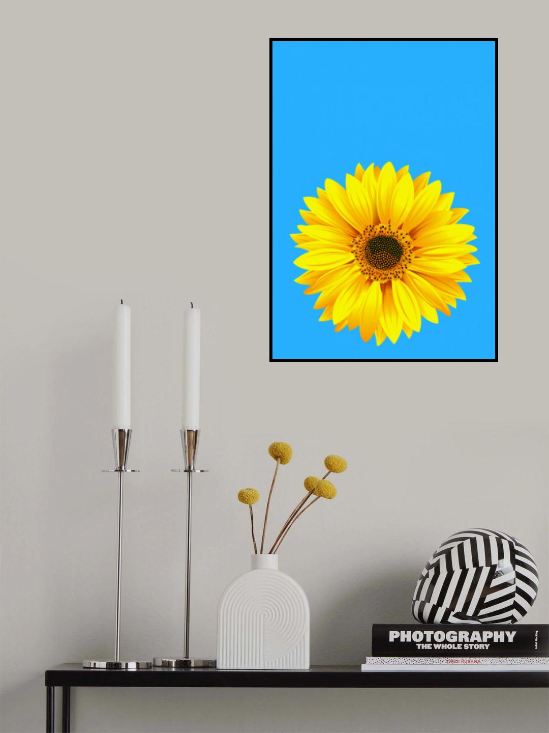 Sunflower On Blue (h) Poster och Canvastavla