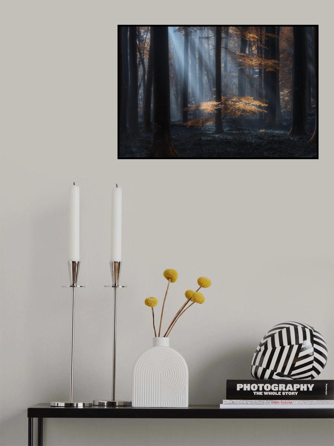 Autumn wind, blowing leaves Poster och Canvastavla