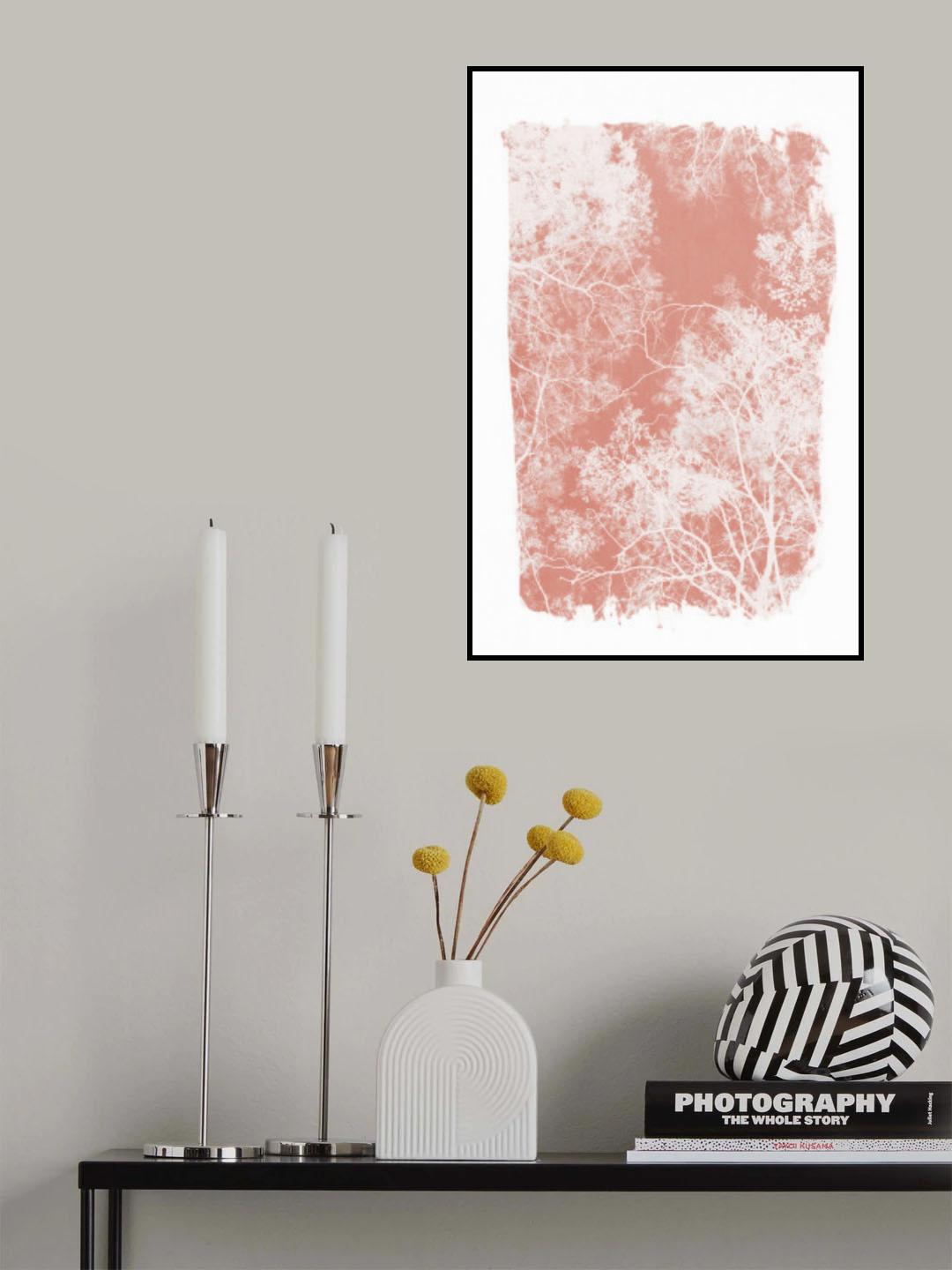 Pink Tree Foliage Silhouette Poster och Canvastavla
