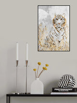 Golden Tiger in the leaves Poster och Canvastavla