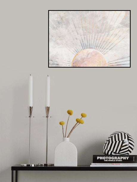 Gold sun rays mural concrete Poster och Canvastavla