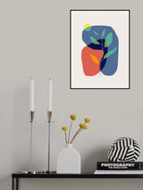 Fossil Plant In Red and Blue Poster och Canvastavla