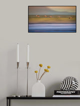 Flamingos in Flight Poster och Canvastavla