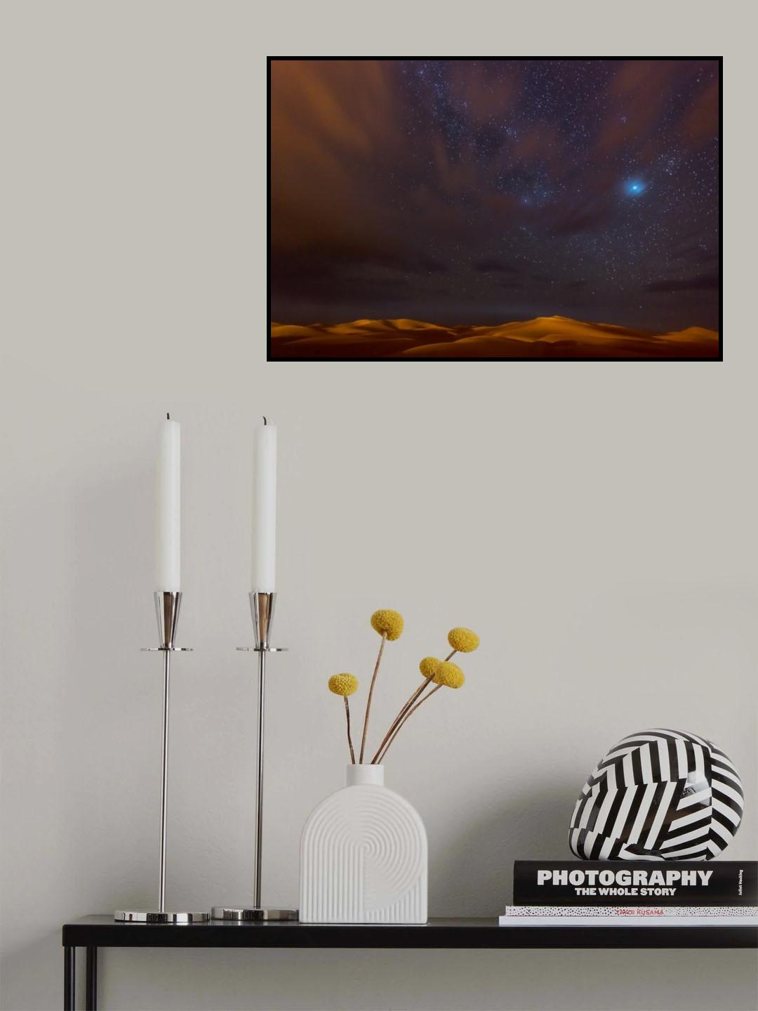 Stars, Dunes and Clouds in Marzuga Desert Poster och Canvastavla