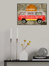 Volkswagen vw combi red Poster och Canvastavla