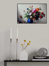 Flower Bouquet With Blue Vase