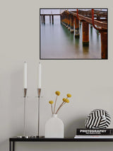 old pier on the beach and long exposure sea waves Poster och Canvastavla