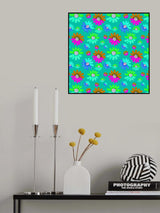Fancy Florals Green Brown Lavender Green On Mint Poster och Canvastavla