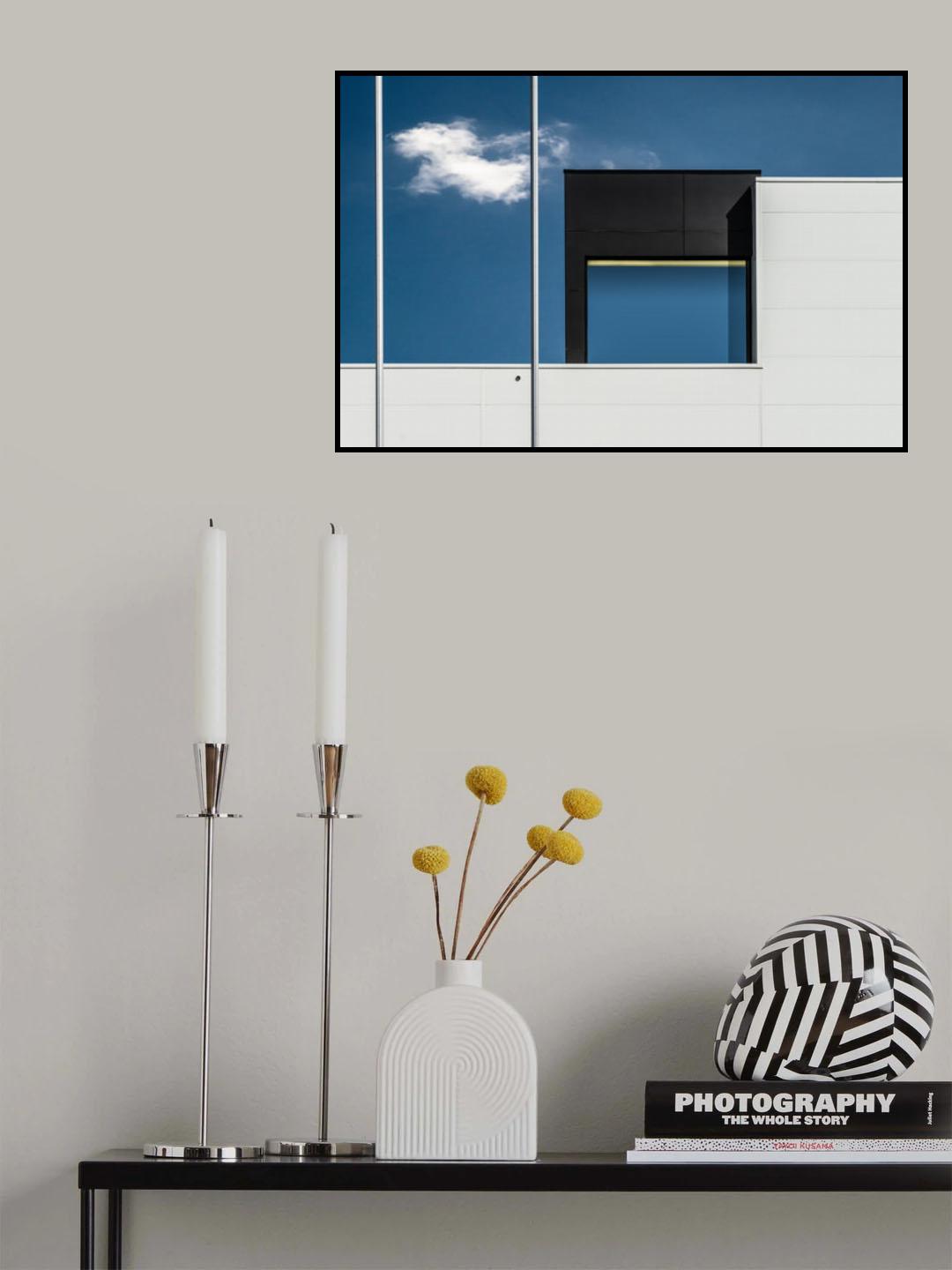 Two flagpoles, a cloud and a window Poster och Canvastavla