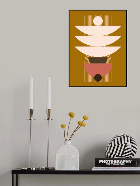 Mid Century Geometrical In Brown Poster och Canvastavla