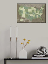 Highly detailed map of the United States, Camo Poster och Canvastavla