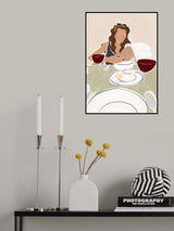 Woman Dining In a Restaurant Print By Ivy Green Illustrations Poster och Canvastavla