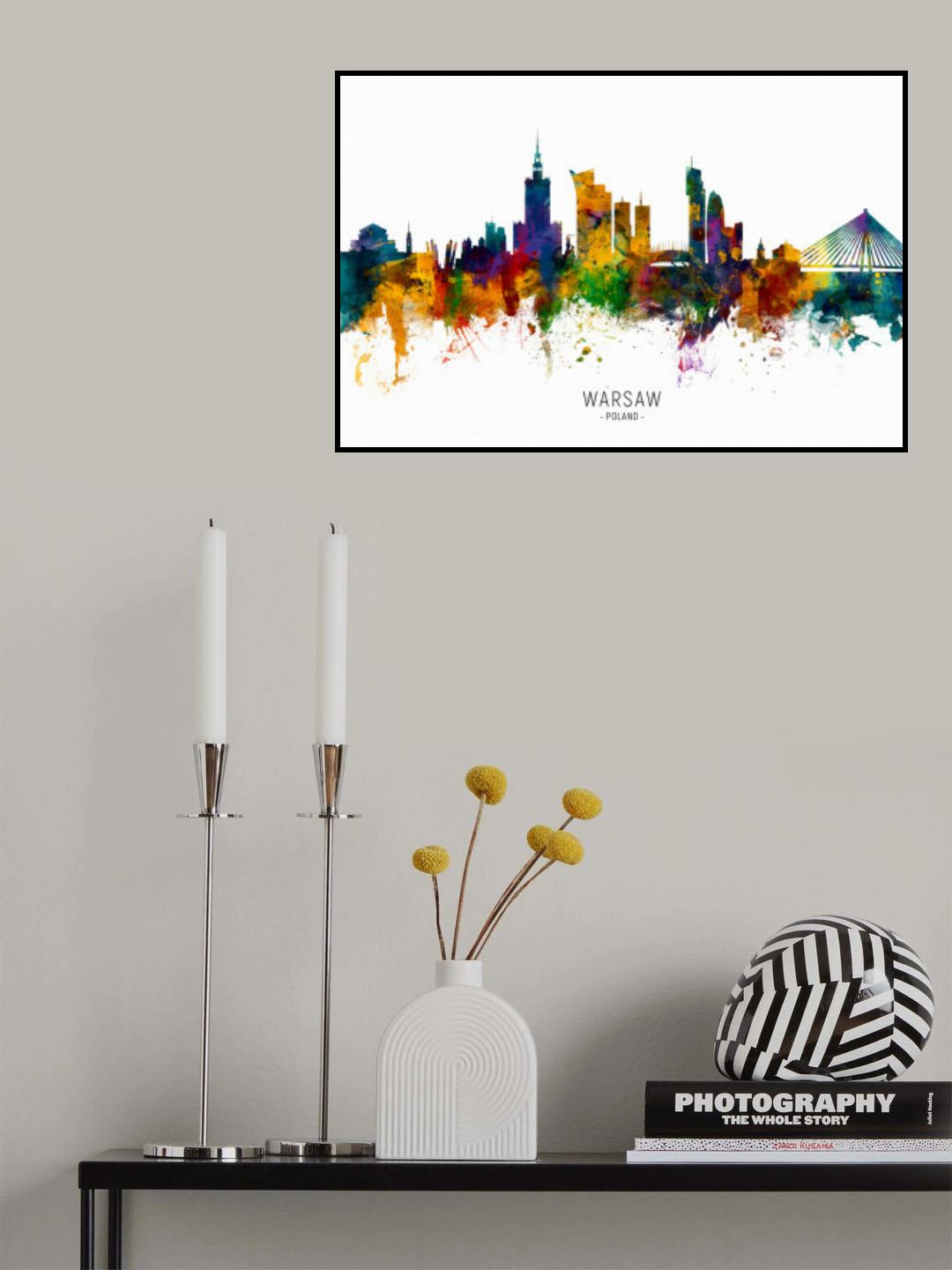 Warsaw Poland Skyline Poster och Canvastavla