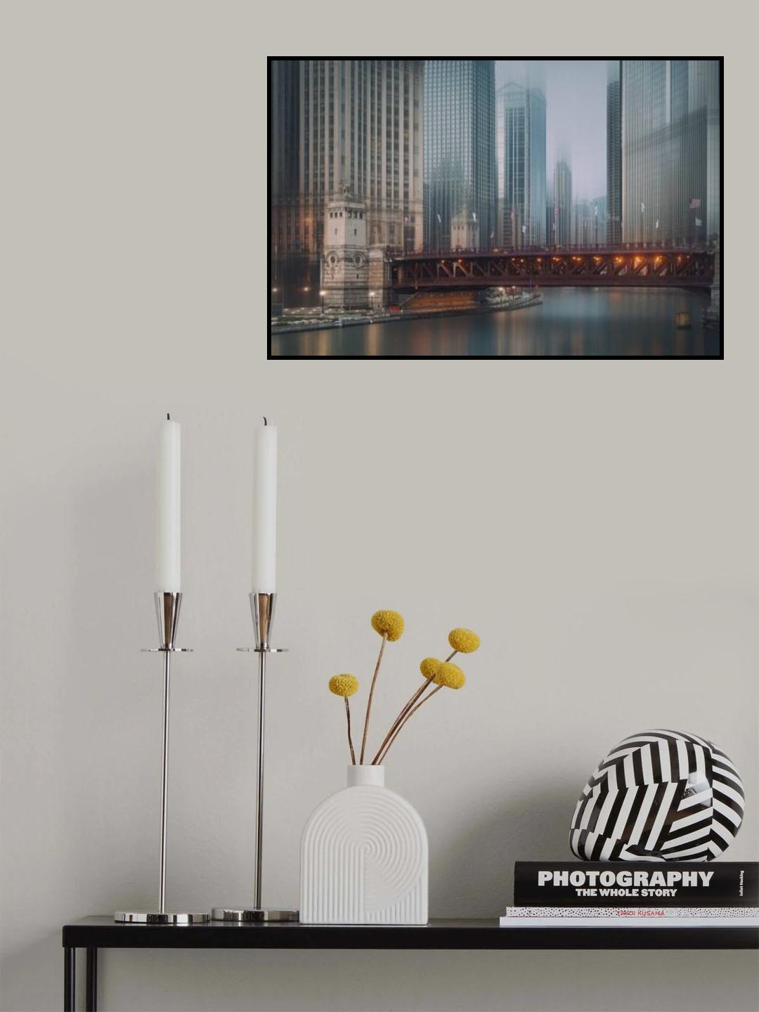 Chicago River Bridge Poster och Canvastavla