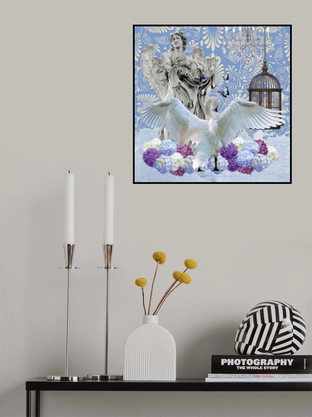 Blue Day Blue Swan Poster och Canvastavla