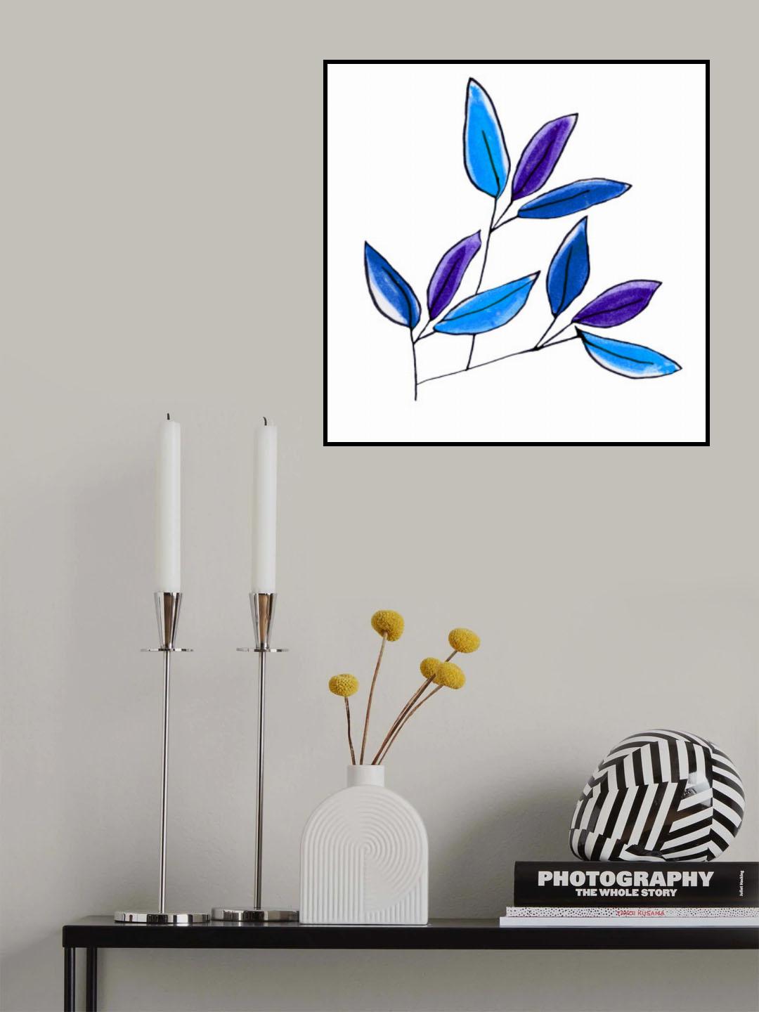 Blue Floral Branches Poster och Canvastavla