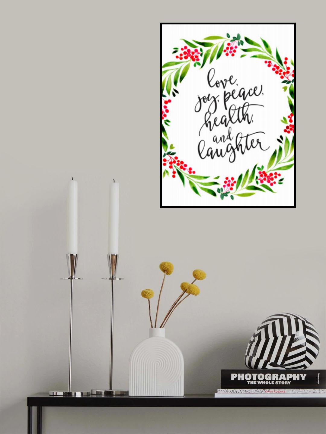 Watercolor wreath with holiday wishes Poster och Canvastavla