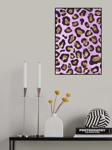 Gold leopard print pink Poster och Canvastavla