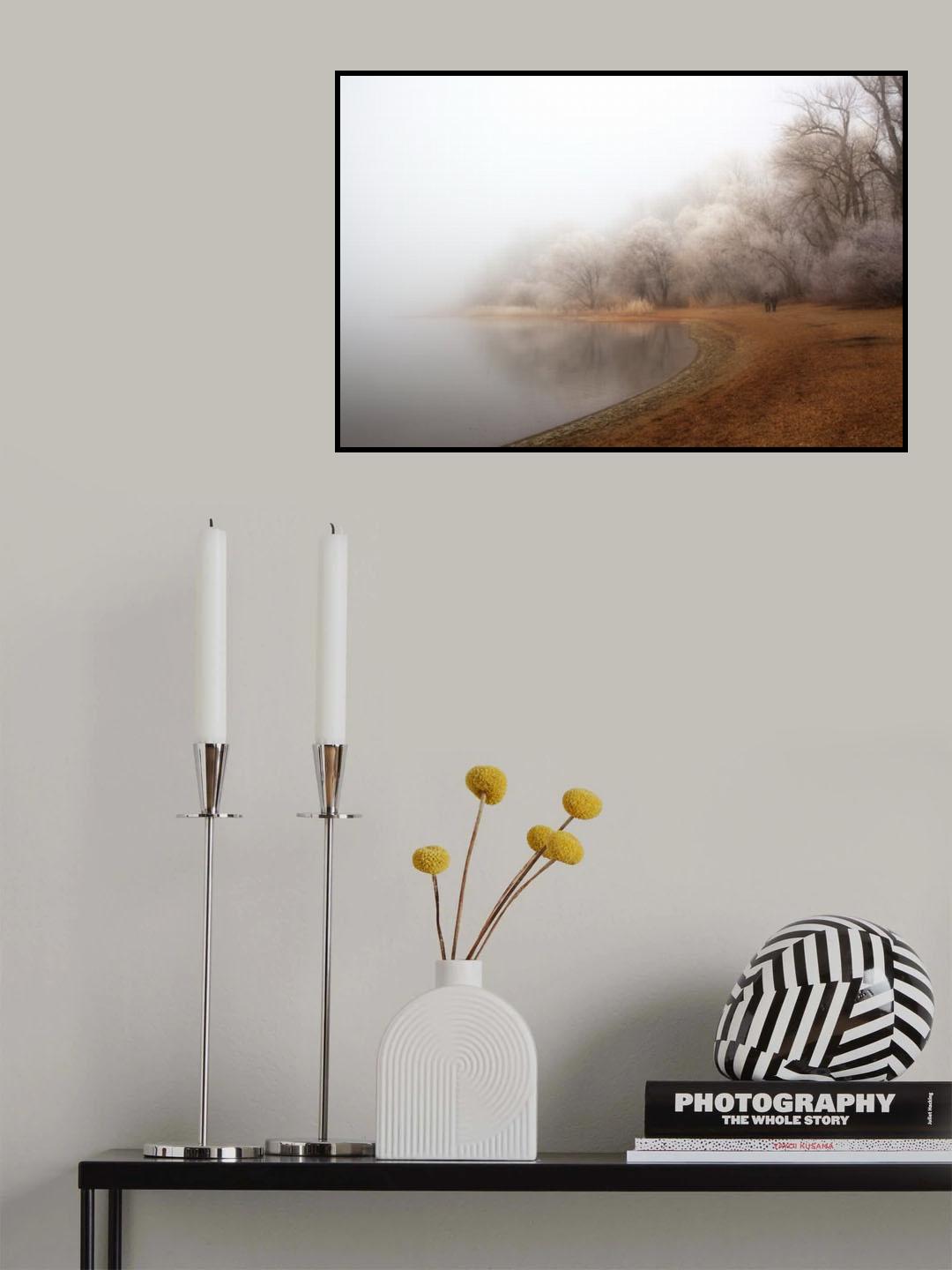 Fog and rime on the lake Poster och Canvastavla