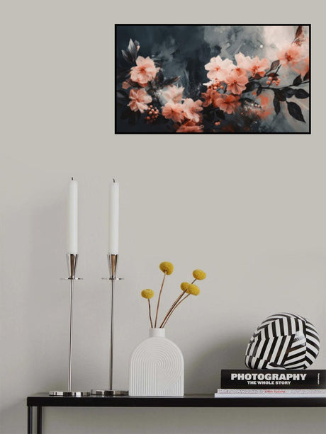 Coral Floating Blossoms Poster och Canvastavla