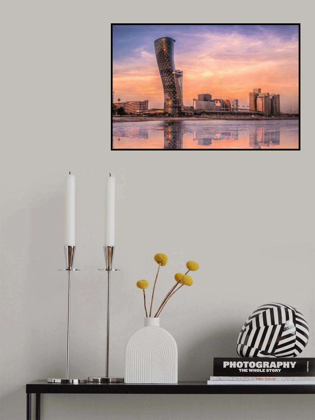 The Capital Gate, known as leaning tower in Abu dhabi, UAE Poster och Canvastavla