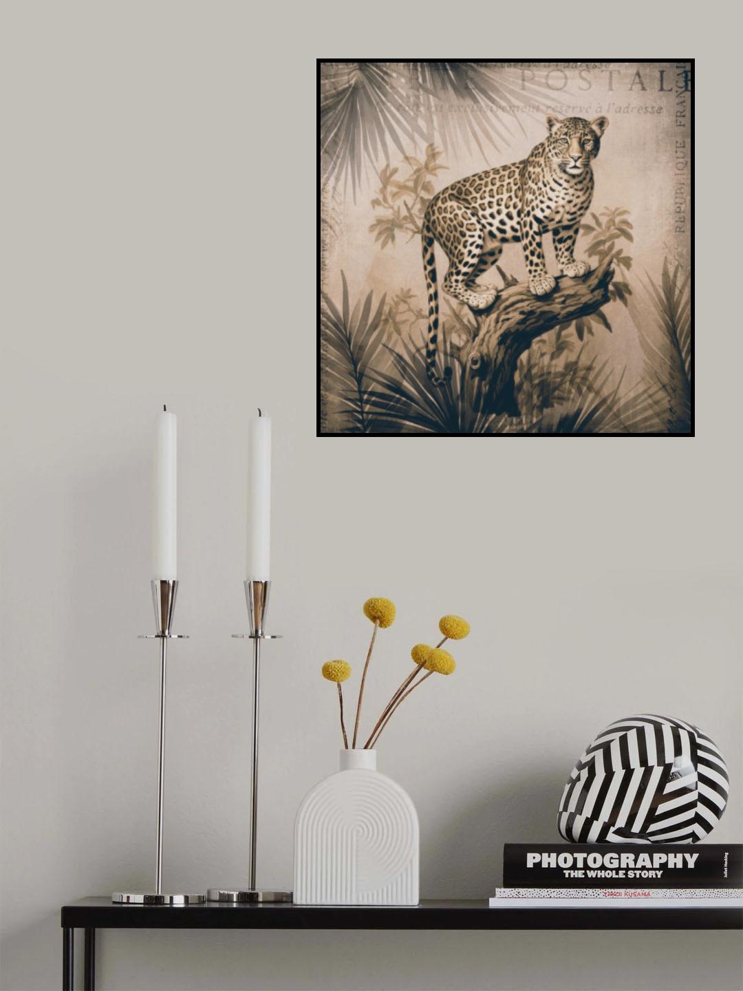 Cheetahs Exotic Jungle Monochrome Poster och Canvastavla