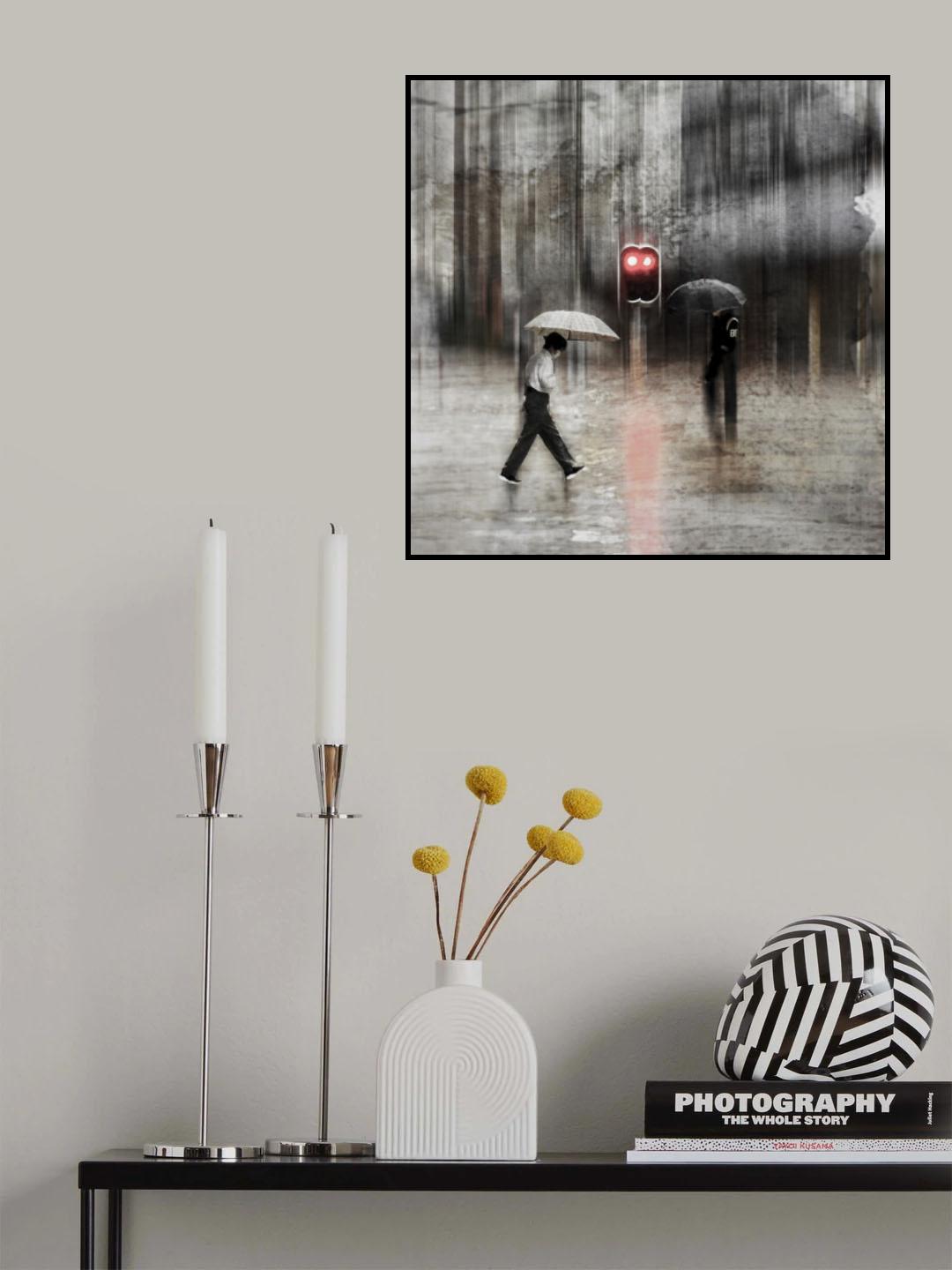 passerby in the rain Poster och Canvastavla