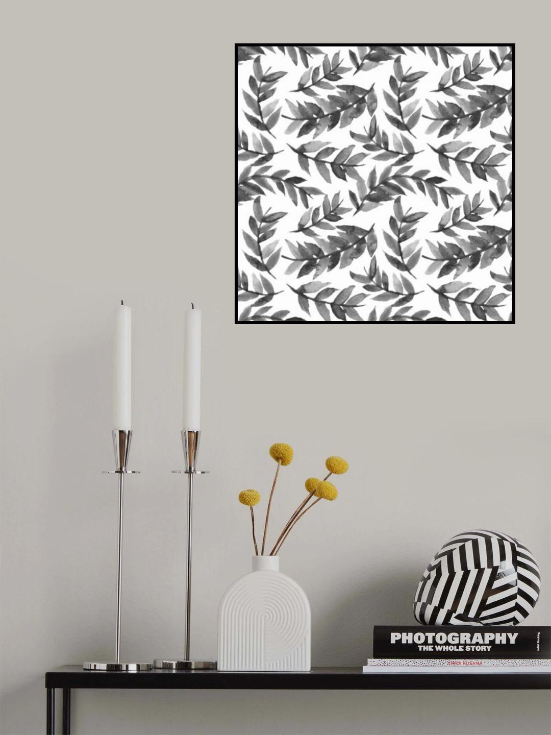 Black Leaves Curved Poster och Canvastavla