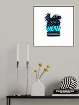 Cactus 3 Desert Plant Blue Black Poster och Canvastavla