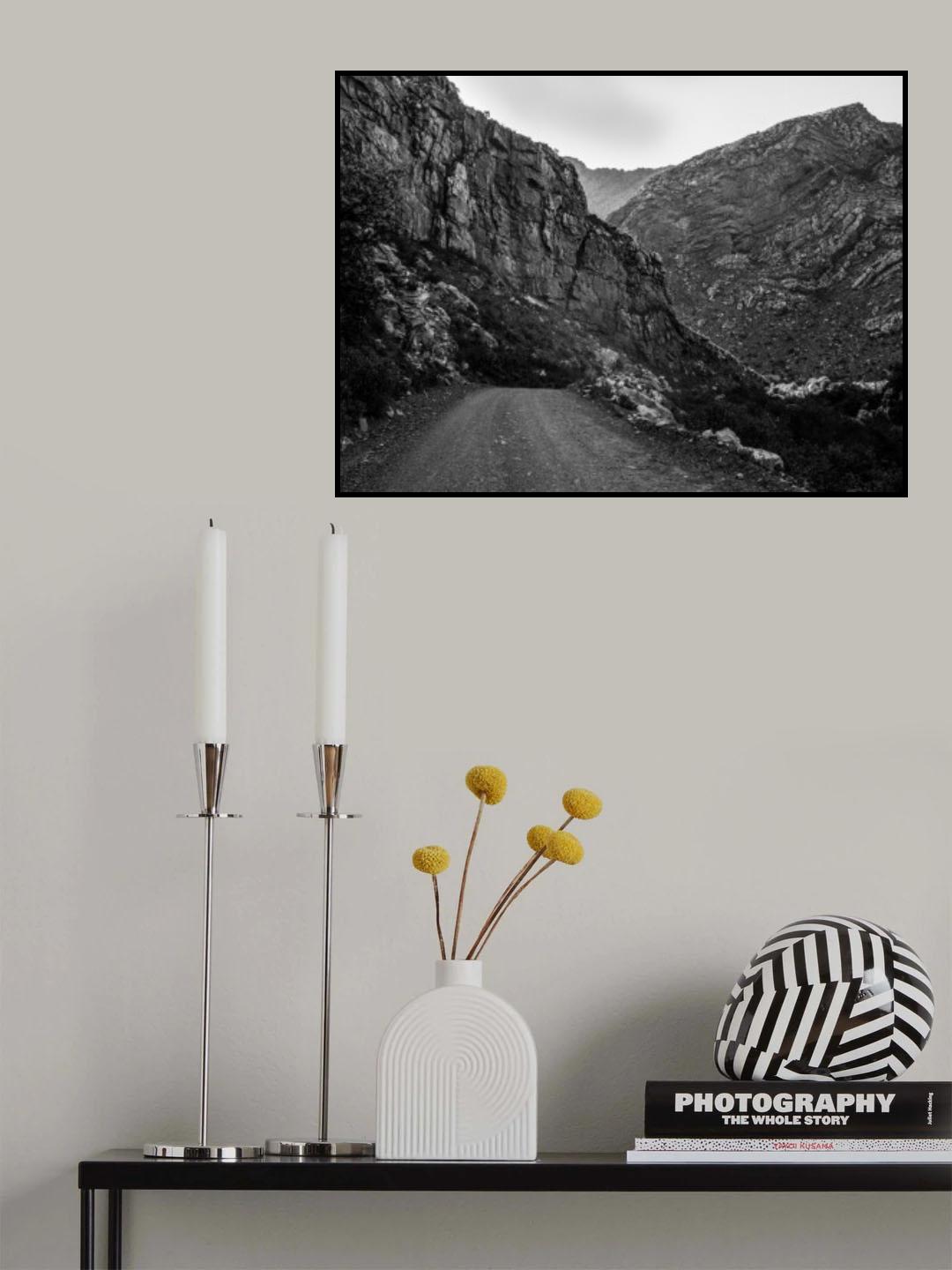 Black and White Mountain Trail Poster och Canvastavla