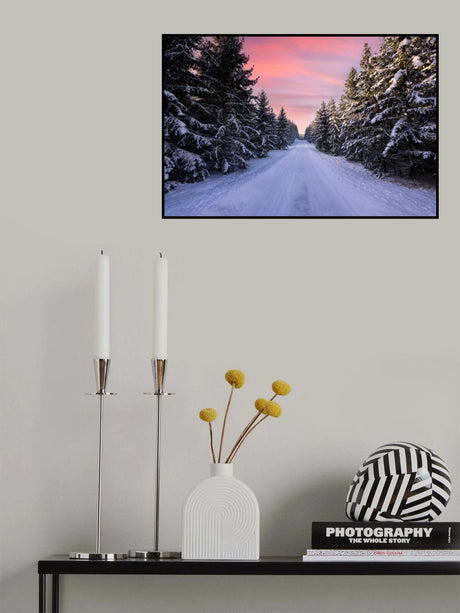 Road into the winter forest Poster och Canvastavla