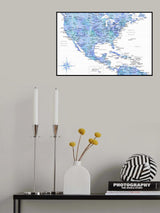 Blue map of USA and the Caribbean sea Poster och Canvastavla