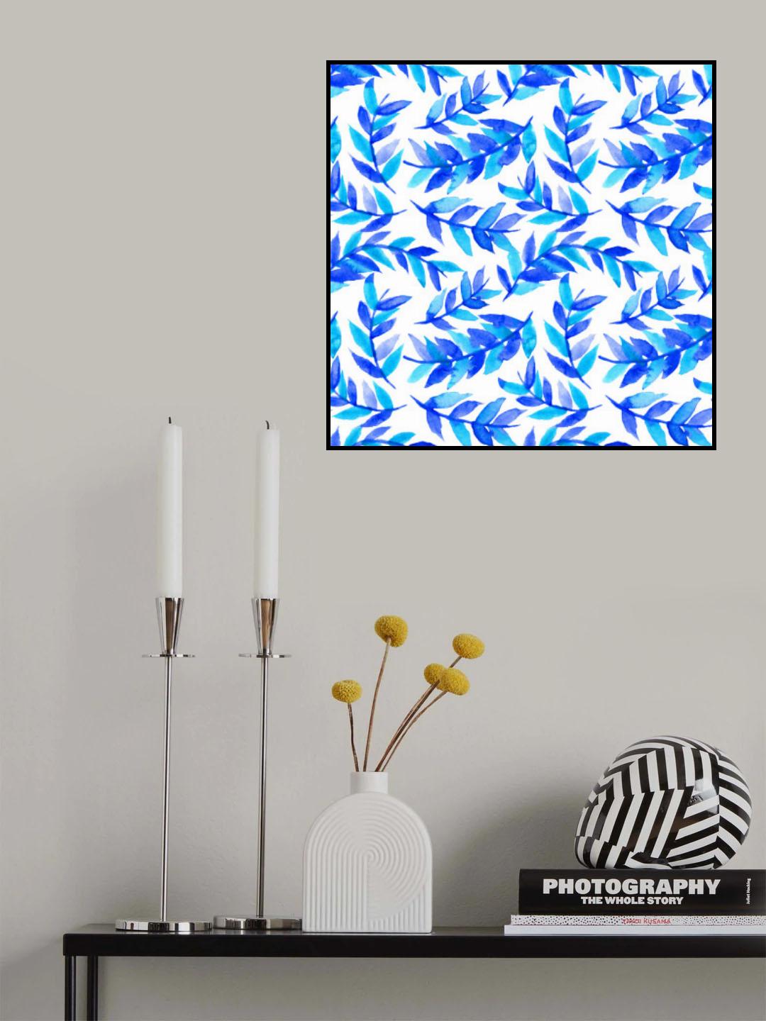 Blue Leaves Curved Poster och Canvastavla