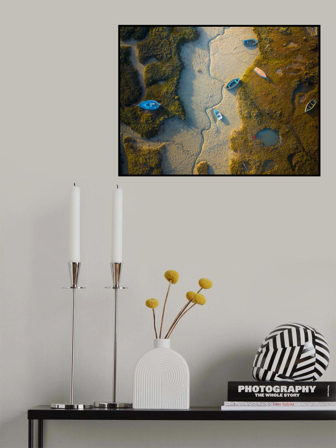 Pattern boats golden hour Poster och Canvastavla
