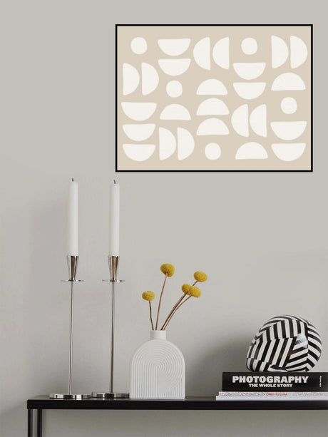 White Half Circles Art Poster och Canvastavla